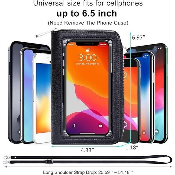 Red Women Cross-Body Cell Phone Purse Wallet Bag Shoulder Strap Gift Boxed - Picture 6 of 6